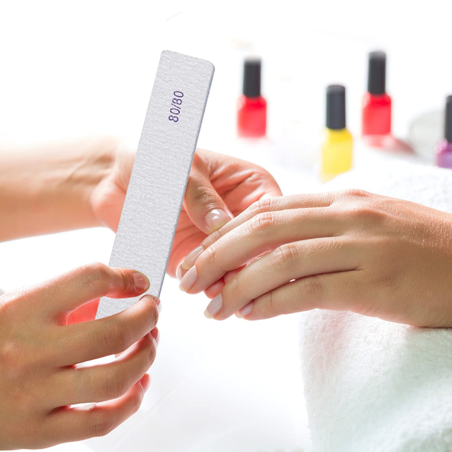 50 Count Rectangle Nail Files for Acrylic Nails, 80 Grit Coarse Nail File Reusable Emery Boards Manicure Tools