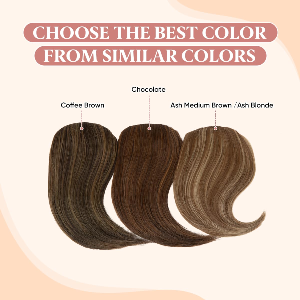 SARLA Clip in Side Bangs Extension Straight Synthetic Fake Bangs One Piece for Women Coffee Brown