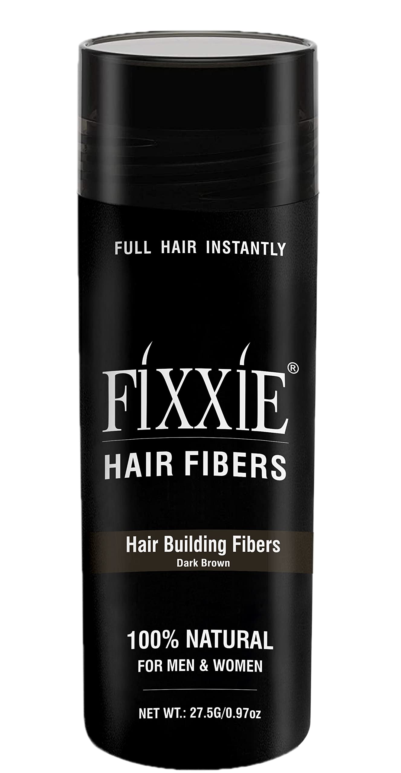 FIXXIE Hair Fibers DARK BROWN for Thinning Hair 27.5g Bottle, Hair Fibre Concealer for Hair Loss for Men and Women, Naturally Thicker Looking Hair with Keratin Hair Fibres