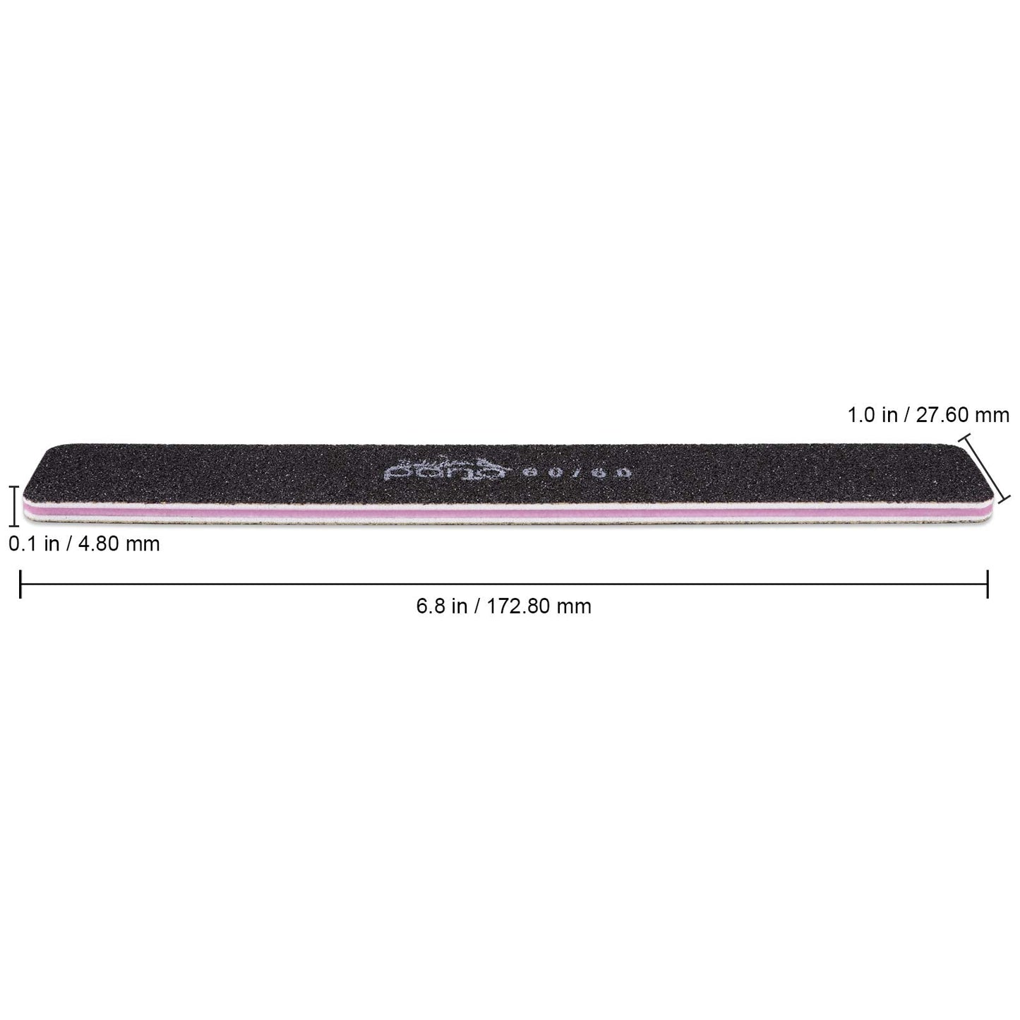 10PCS Jumbo Size PANA Professional Double Sided Nail Files - Black, 60/60 Grit - Emery Board Nail Buffering File Manicure Pedicure Nail Polisher Washable