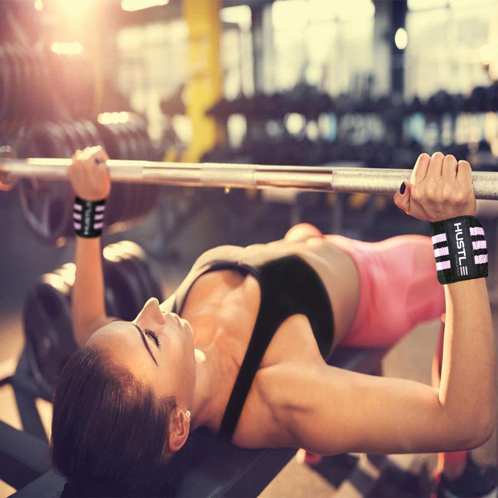 Hustle Athletics Wrist Wraps - Best Weightlifting Support (Professional Competition Grade Wrap) - Brace Your Wrists to Push Heavy, Avoid Injury & Improve Your Workout - for Men & Women