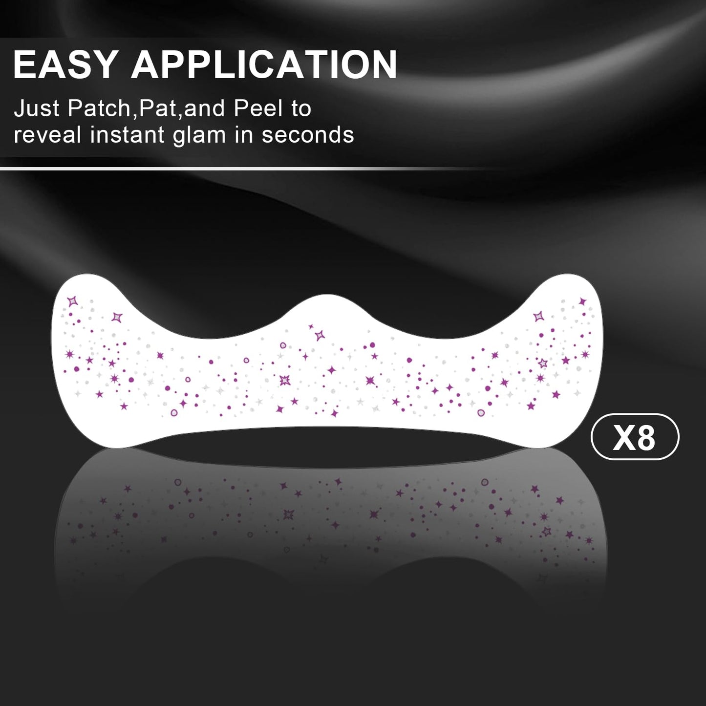 8 Pcs Dual-tone Face Makeup Patches, Gold-silver Glitter Freckles, Glitter Freckles Face Tattoo, Waterproof Face Sparkle Freckles, Long-Lasting 48h Freckles for Women (8Pcs Purple-silver)