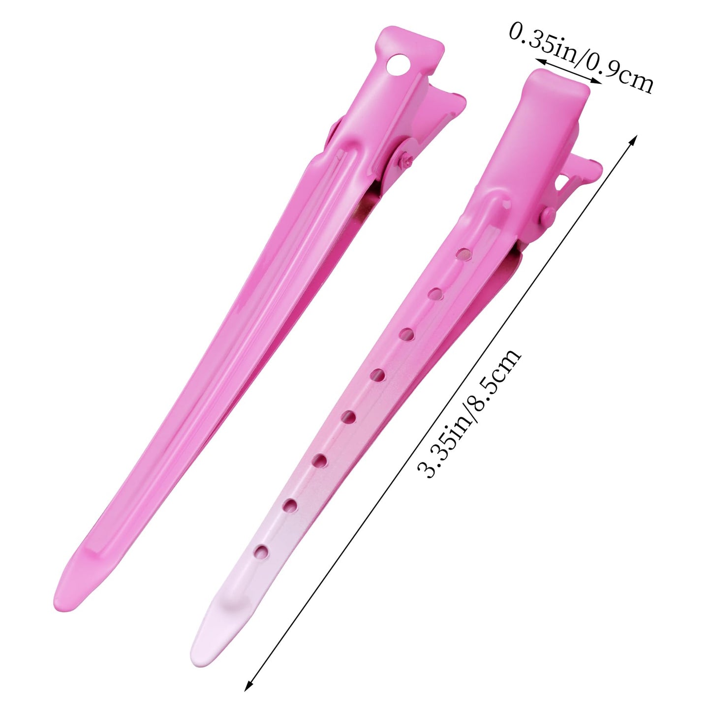 24 Packs Duck Bill Clips, Bantoye 3.35 Inches Rustproof Metal Alligator Curl Clips with Holes for Hair Styling, Hair Coloring, GS Pink