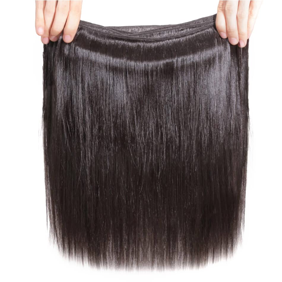 #1B Straight Human Hair Bundles 8a Grade Natural Color Double Weft Brazilian Remy Hair Weave Extensions Wet and Wavy Bundles Soft and Silky for Black Women (26 26 26 inch,3 Bundles)