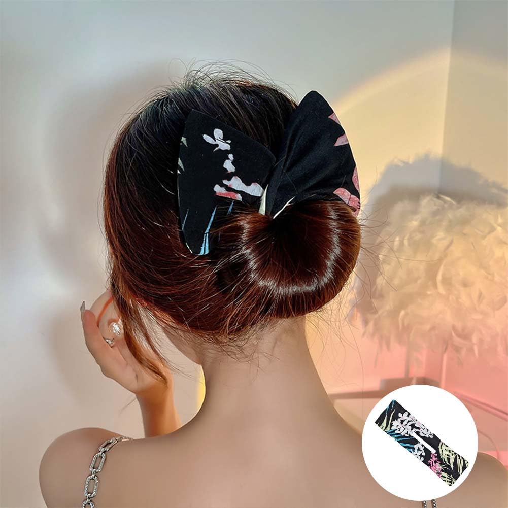 6 PACK Flexible Hair Bun Makers for French Twist & Twister Hairstyles - Lazy Curler Clips Hair Styling Accessories for Women (Flower-Printed)
