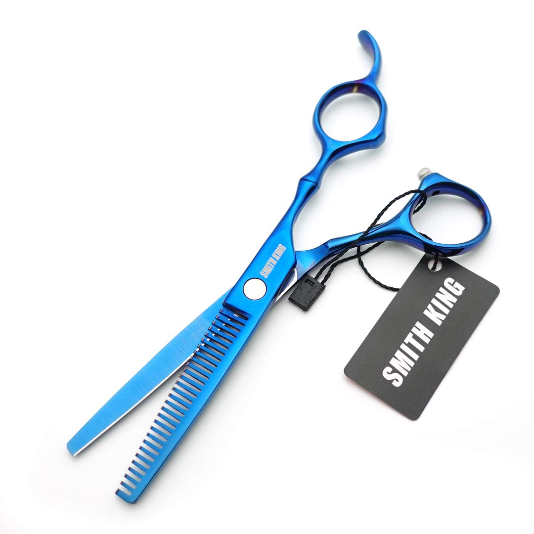 6.0 Inches Hair Cutting Scissors Set with Combs Lether Scissors Case,Hair cutting shears Hair Thinning shears For Personal and Professional (Blue)