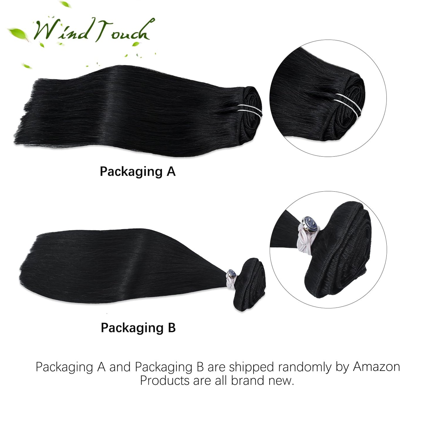 WindTouch Clip in Hair Extensions Real Human Hair #1 Jet Black Hair Extensions Remy Human Hair Full Head 16Inch 120g 7PCS Human Hair Clip in Extensions Black women