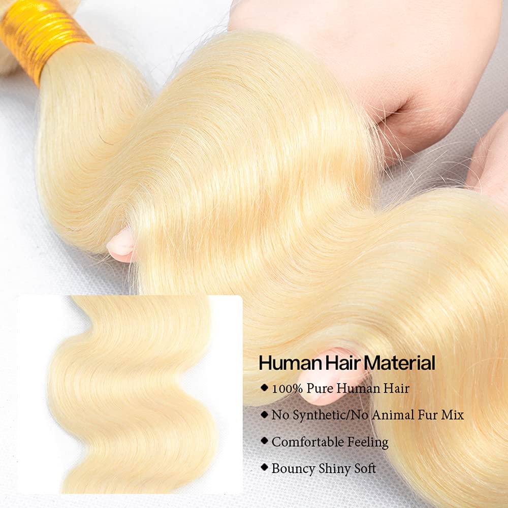 32 32 32 Inch 613 Body Wave Bundles Human Hair 613 Blonde Human Hair Bundles 8A Grade Brazilian Virgin Remy Hair 3 Bundles Honey Blonde Body Wave Bundles Hair Extensions