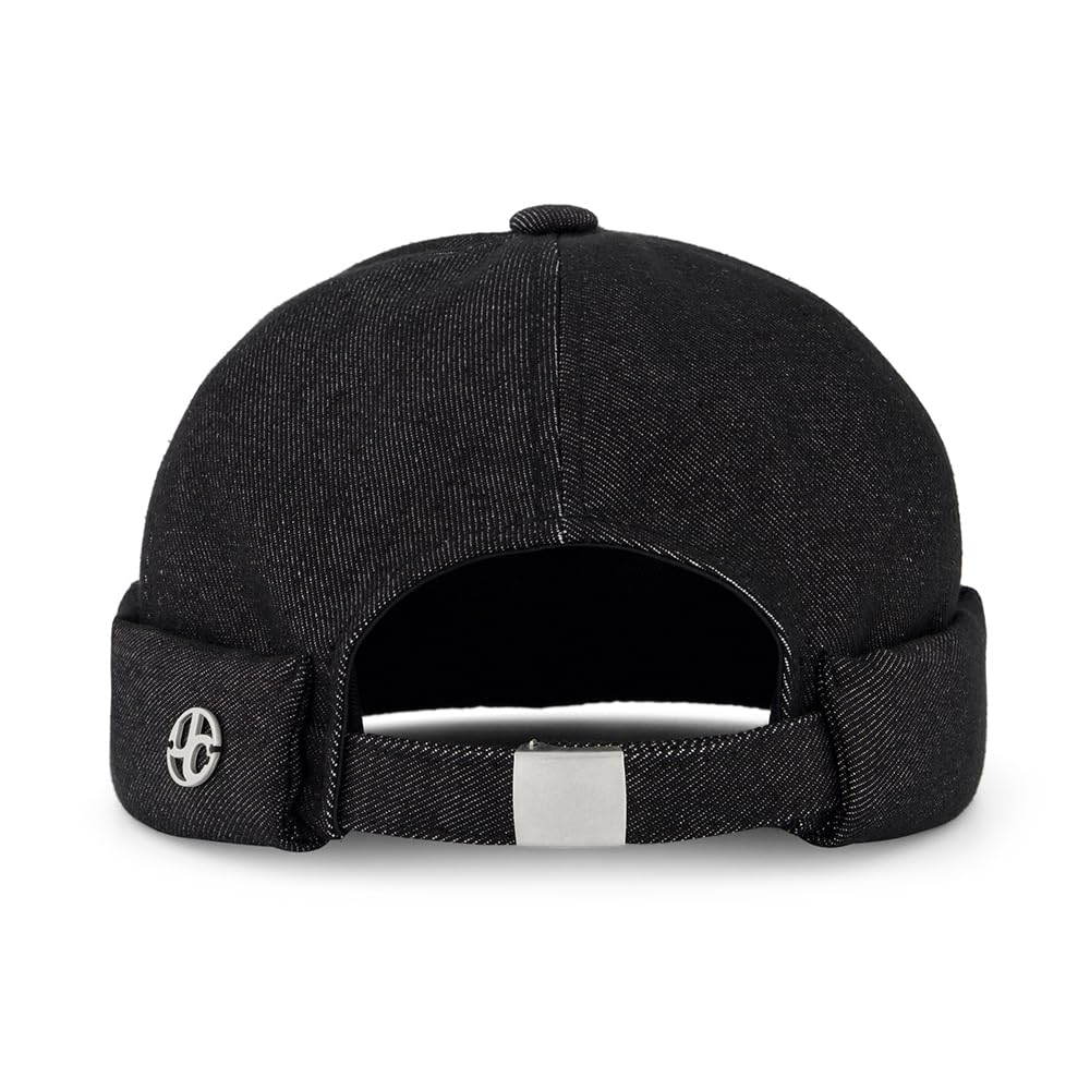 UNDERCONTROL Extra Large Oversized XXL Brimless for Big Head Hand Stitched Steel Label Adjustable Non Fade Denim Unisex Plus Size Korean XL Watch Cap (Denim Black)