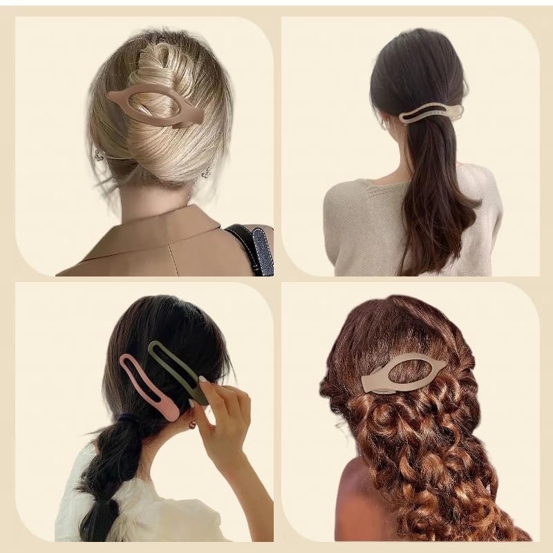 8 Pcs Flat Claw Clips, 2 Style French Matte Flat Hair Clips, Beach Tropical Party Strong Hold Jaw Hair Clips for Women Girls Thin Thick Curly Straight Hair Accessories