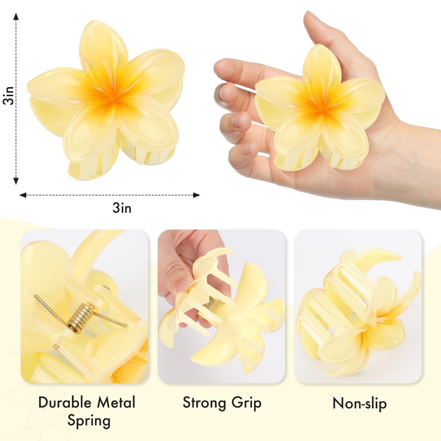 4PCS 3D Effect Flower Hair Clips Set【NO Damage】【Strong Grip】【Non-Slip】Hair Clips For Thin Hair/Thick Hair,Flower Claw Clips For Women,Multicolor B