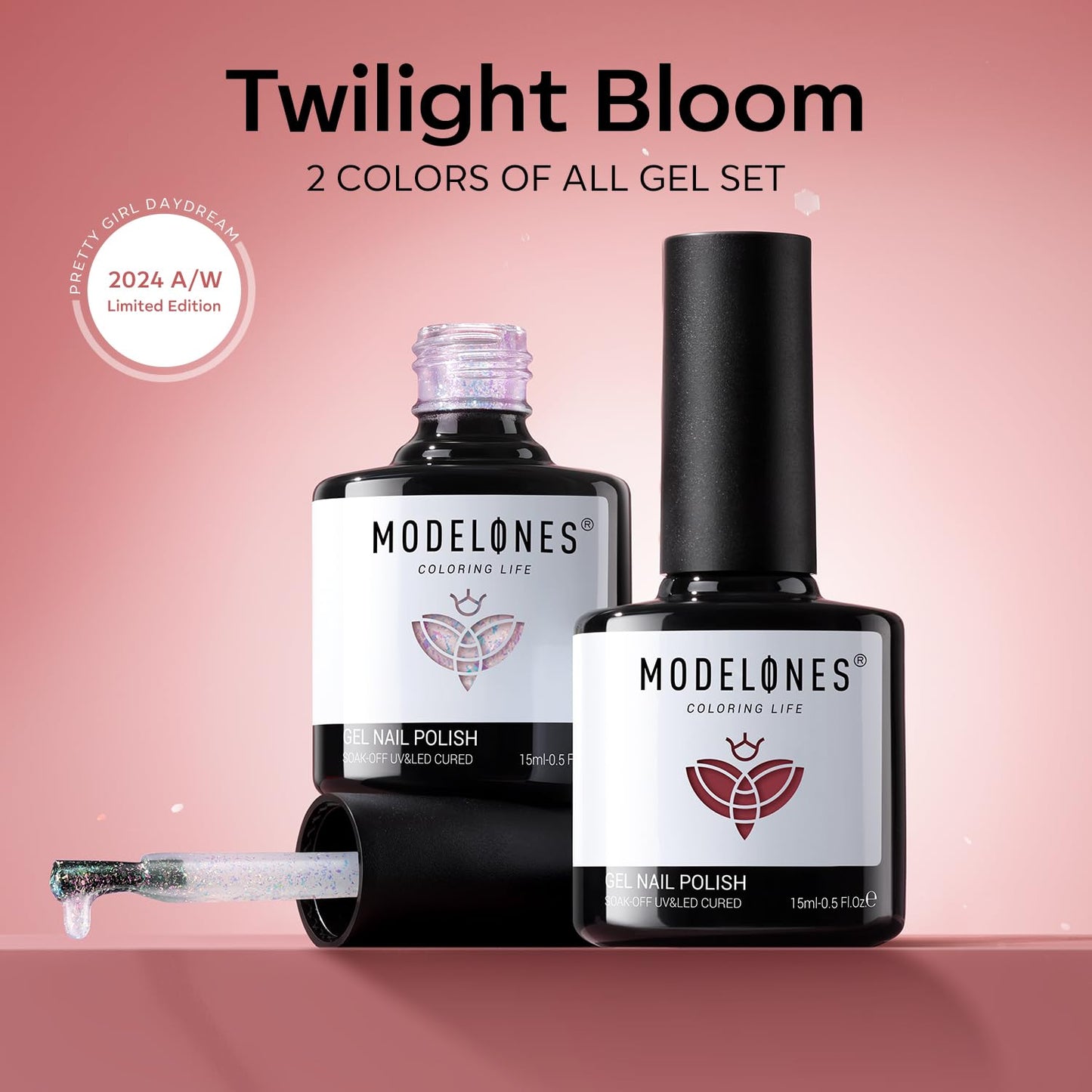modelones Gel Nail Polish Set 2 Pcs 15 ML French Tip Red White Jelly Gel Polish Glitter Shimmer Pearl Pink Soak Off UV French Tip Gel Polish For Nail Art DIY Manicure At Home For Women Girl