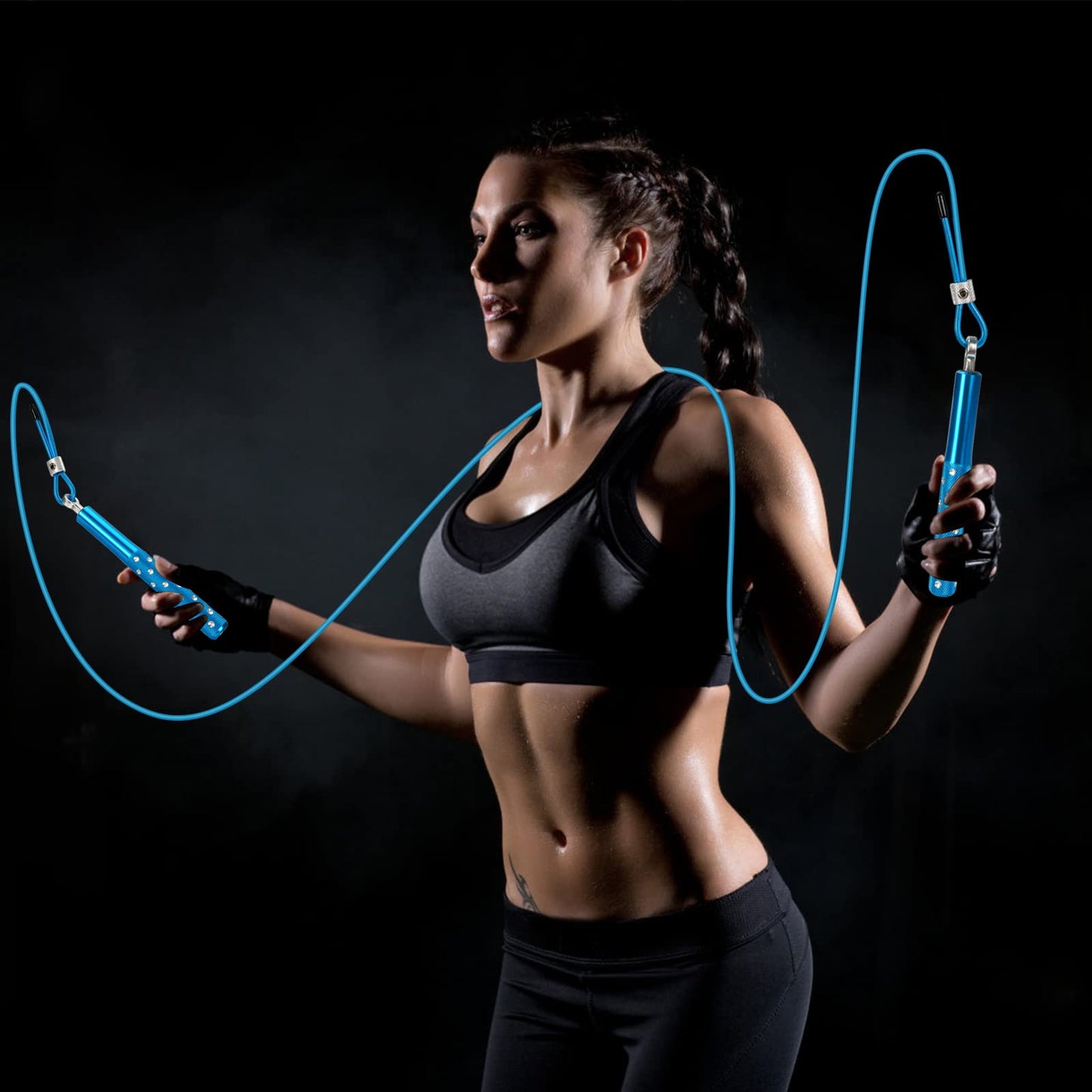 Jump Rope, Wastou Speed Jumping Rope for Training Fitness Exercise, Adjustable Adults Workout Skipping Rope for Men, Women, Kids, Girls (Blue-B)