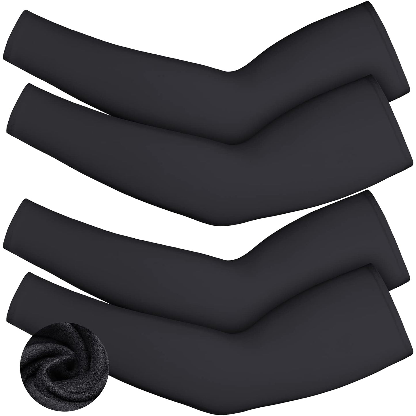 4 Pieces Thermal Arm Warmer Compression Arm Sleeve for Men Women Outdoor Winter Activities Cycling Basketball Running (Black, Small)