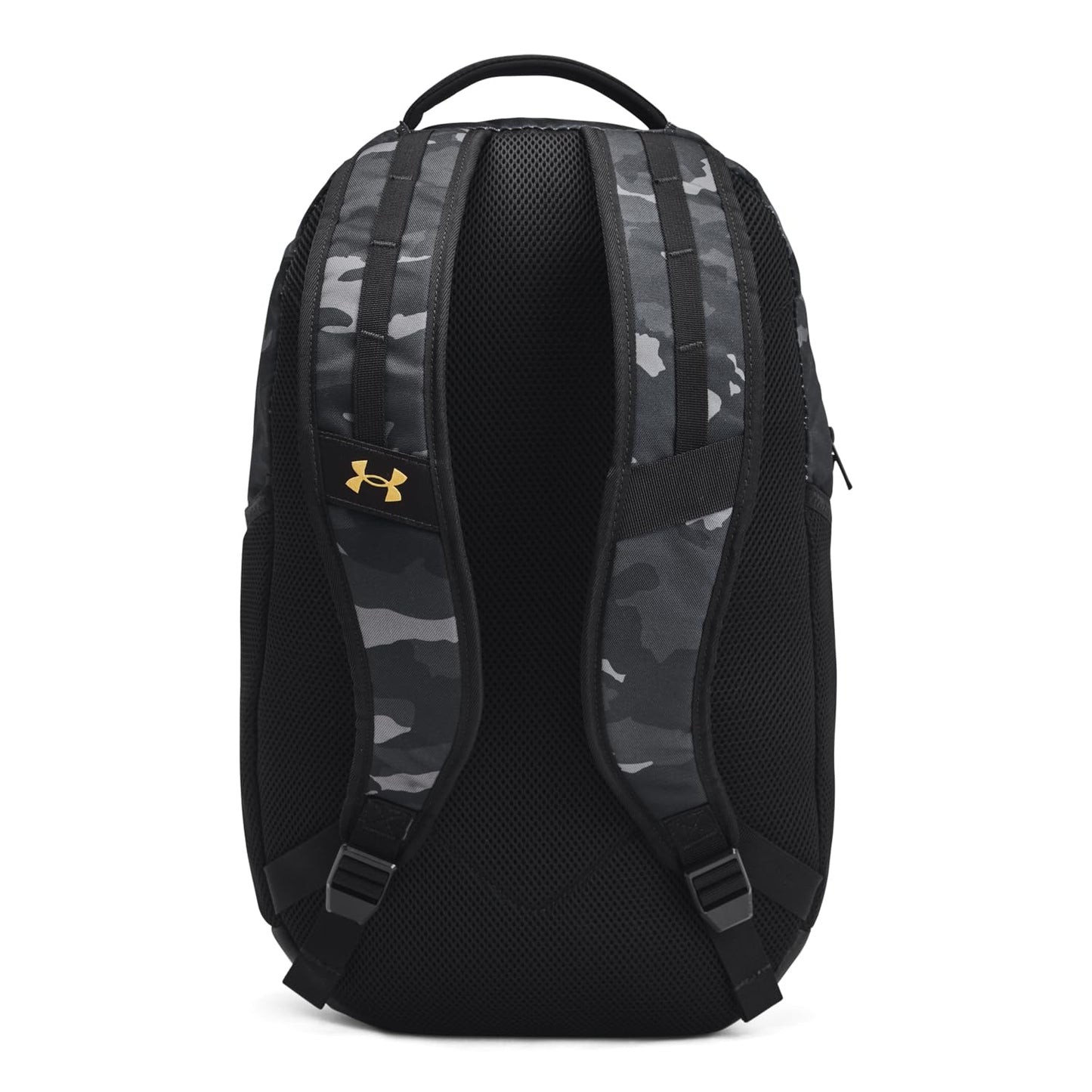Under Armour Unisex-Adult Hustle 6.0 Backpack, (001) Black/Black/Metallic Gold, One Size Fits Most