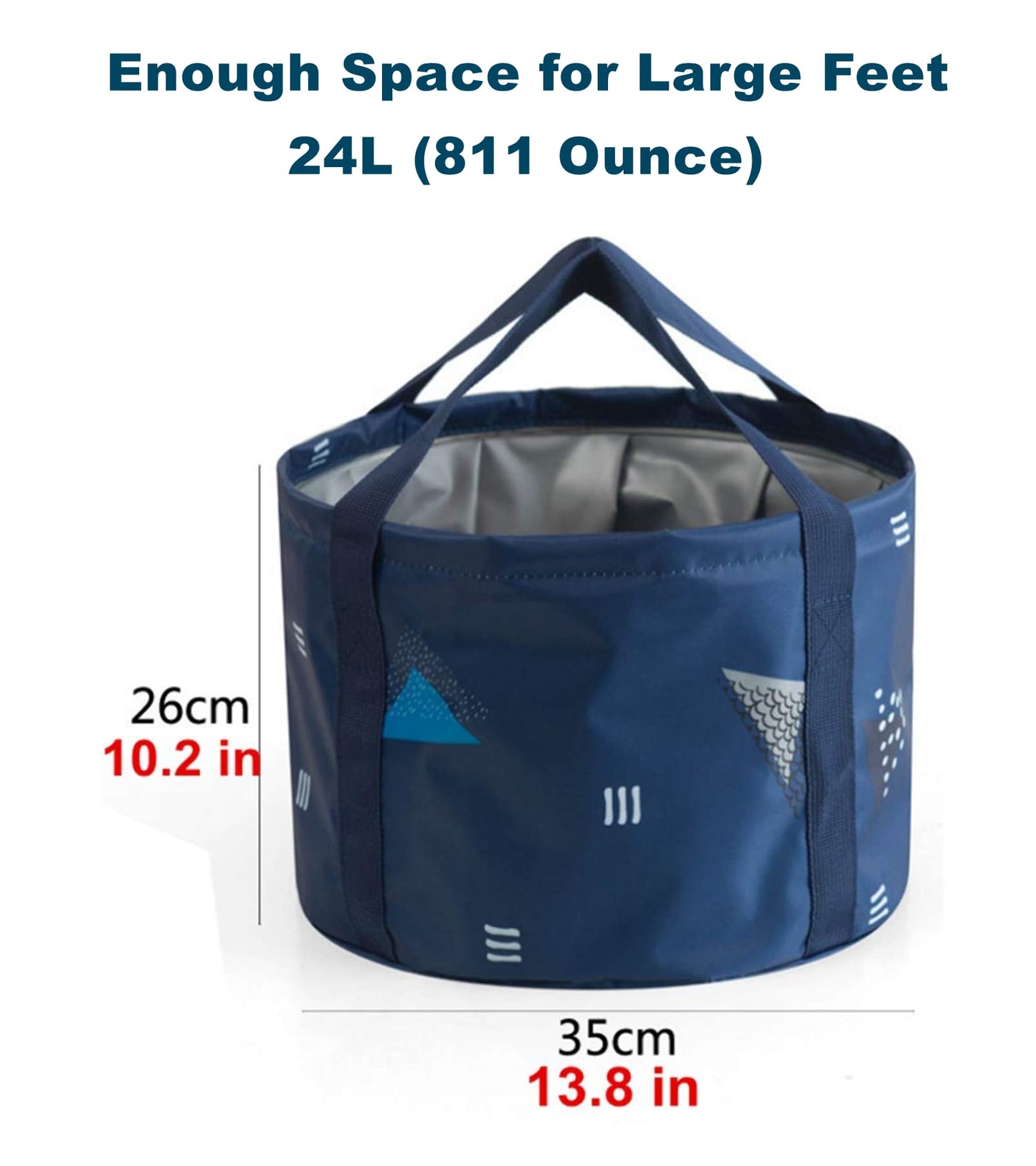 24L Large Foldable Feet Soaking Bath Tub Collapsible Bucket, Portable Travel Foot Soak Spa Basin for Camping Washing, Dark Blue