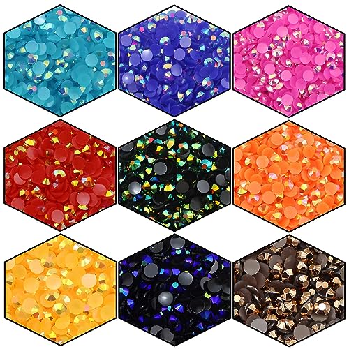 2250 Pcs SS16 4mm AB Flatback Rhinestones for Nails Art Crafts Glitter Round Shine Gems Crystals DIY Clothes Shoes (Black-Bottom Ink-Blue AB)