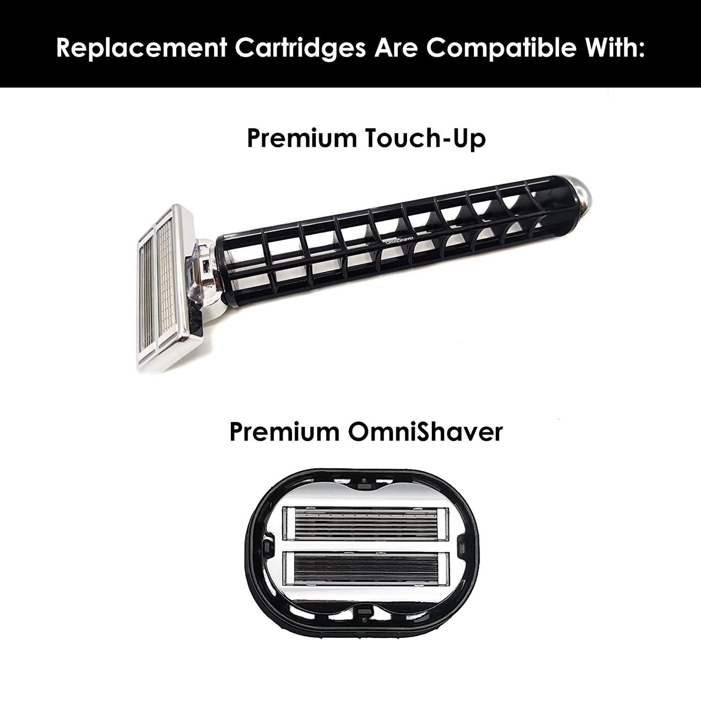6 Pack Premium Omnishaver Replacement Cartridge Refill Kit with One Blade Removal Tool - An Alternative to Disposable, Self Cleans & Strops During Use - Durable Smooth & Comfortable 24 Cartridges