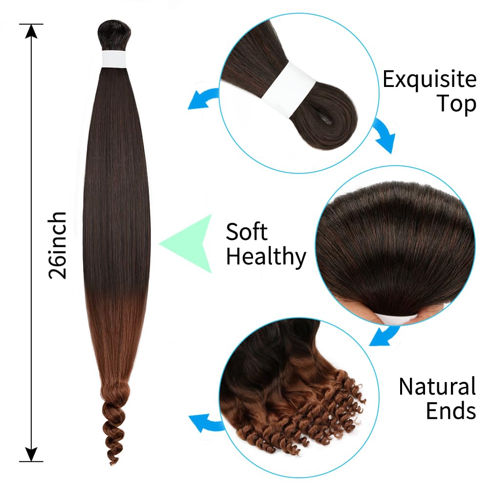 8 Pack Spiral Bump Braiding Hair Pre Stretched - 26" 80G/Pack Premium Pre Stretched Braiding Hair Extensions, Professional Itch Free Hot Water Setting Perm Spiral Bump Texture (1B/350)