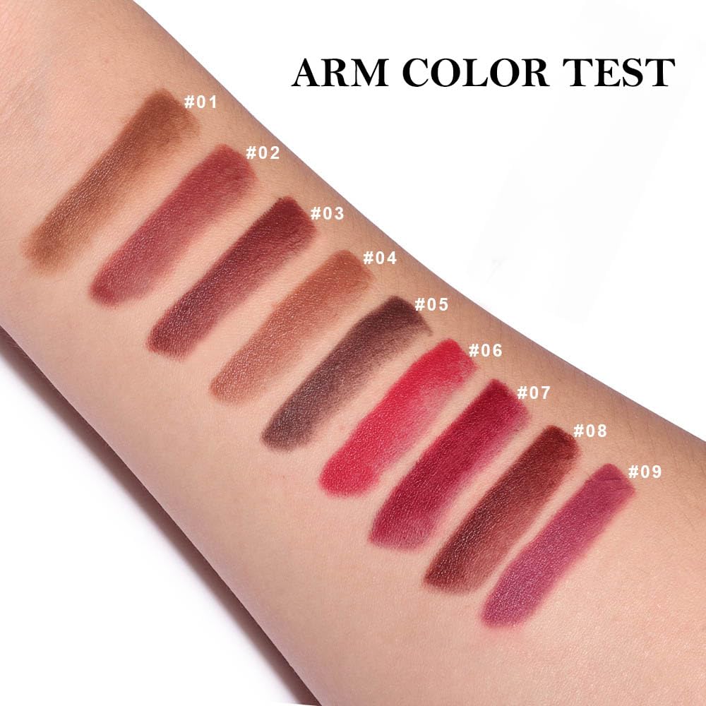 2-in-1 Gradient Lip Liner and Lipstick Lip Combo Set, Matte Lipstick Crayon Lip Liner pencil, High Pigmented Long Lasting Waterproof Smudge Proof Lip Liner (03#Reddish Brown, 1 Count (Pack of 1))