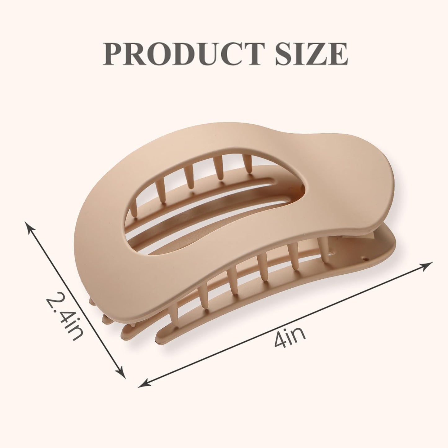 4 PCS Flat Hair Clips, Round Lay Down Hair Claw Clips for Women Girls, French Strong Hold Hair Barrettes for Thick Thin Hair,Comfortable Curved Flat Clips for Lying,Driving and More (Neutral Matte)