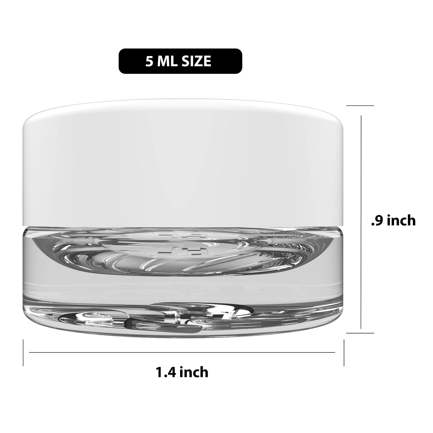 5ml Supercell Clear Glass Thick Child Resistant Containers – Concentrate Storage Jars for Oil, Lip Balm, Wax, Cosmetics – Premium PE Cap Seal White Lid (100)