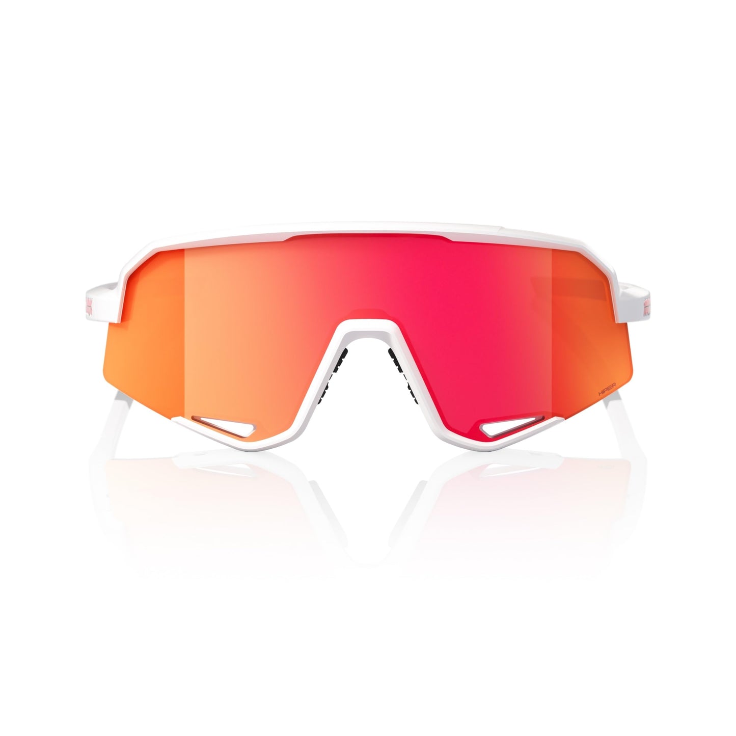100% SLENDALE - Sunglasses for Outdoor Sports - Comfortable & Durable Sunglasses with Secure Fit - Lightweight & Shatterproof - Matte White, HiPER Red Multilayer Mirror