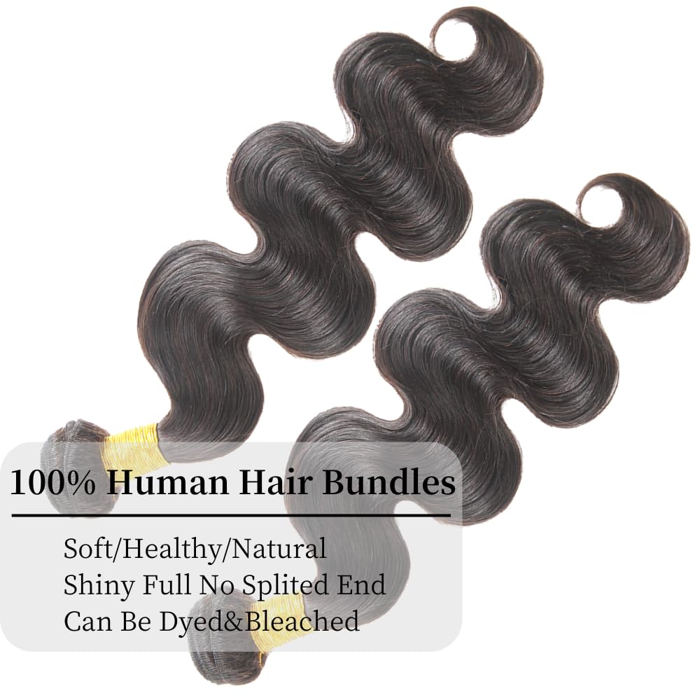 10A Brazilian Body Wave Bundles 22 24 Inch Human Hair 100% Unprocessed Virgin Human Hair Body Wave 2 Bundles Hair Weave Bundles Natural Black for Women
