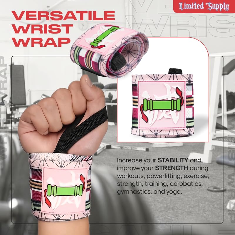 CROWN Anime Wrist Wraps 3 Pairs Bundle - 24" Lifting Straps for Men and Women - Gym Accessories Support Weightlifting, Powerlifting, Strength Training, Workout (Trinity A)