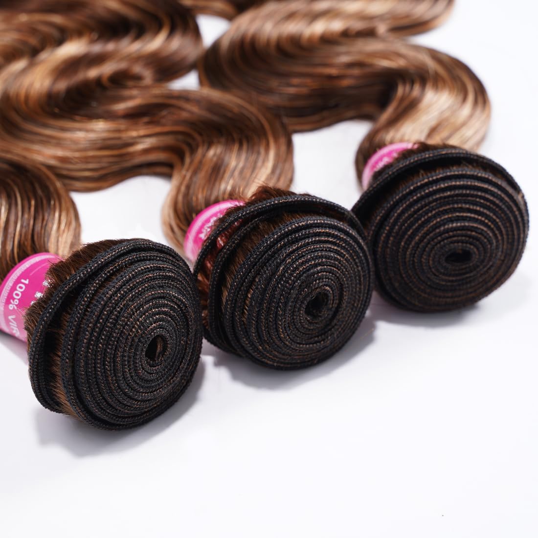 Sunber TL412 Honey Blonde Highlight Body Wave Human Hair Weave 3 Bundles for Women,12A Brazilian Remy Human Hair Bundles Balayage Colored (10” 12” 14”) Inch Human Hair Weave Sew in Extension