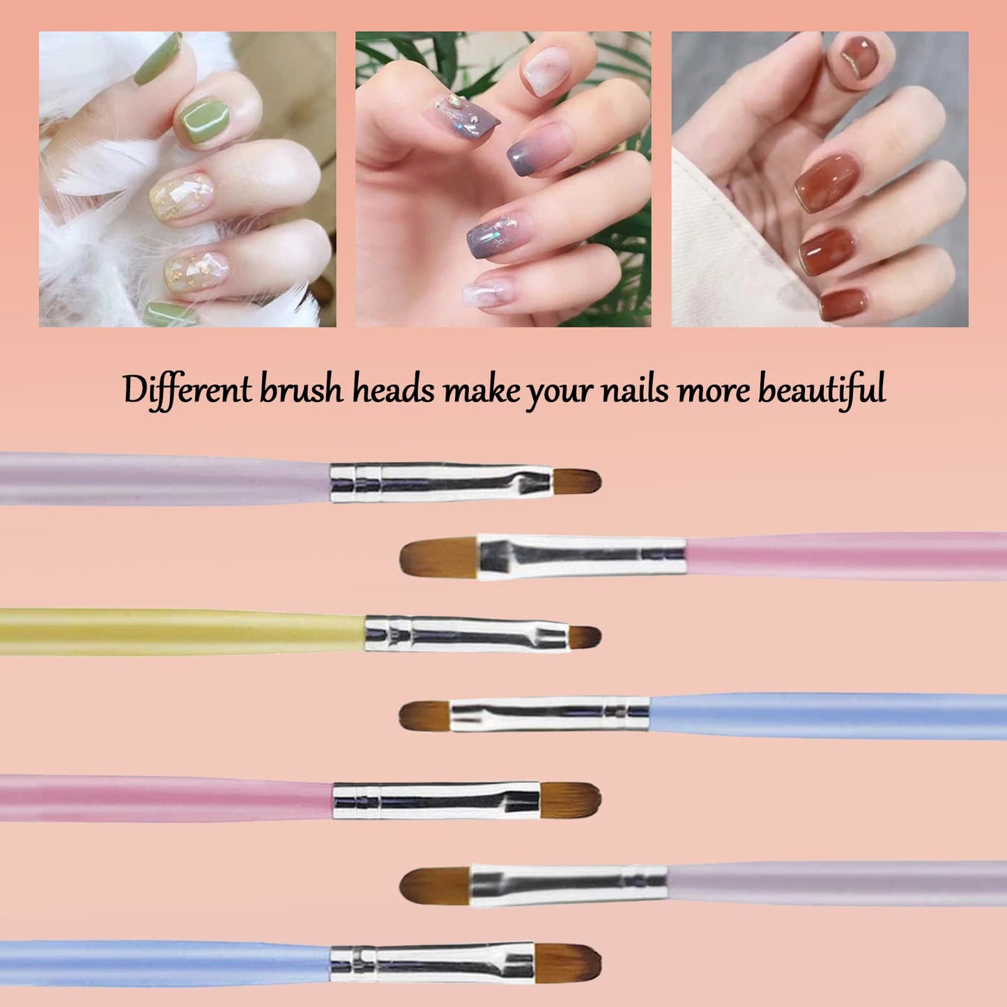 7 Pcs UV Gel Nail Art Brush,Poly extension Gel Nail Art Tips Brush,Acrylic Nail Art Brush Nail Painting Brush Pen Set for Home and Salon Use