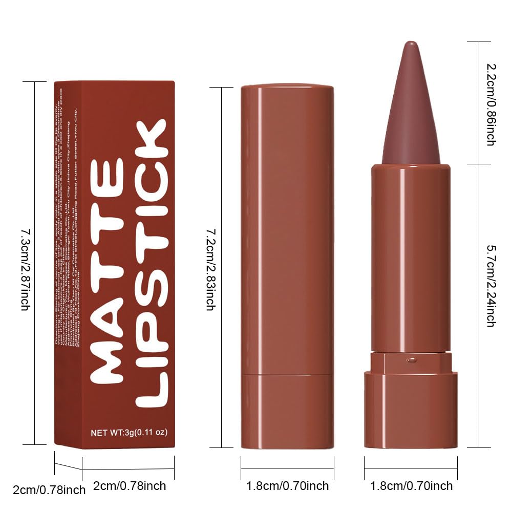 2-in-1 Gradient Lip Liner and Lipstick Lip Combo Set, Matte Lipstick Crayon Lip Liner pencil, High Pigmented Long Lasting Waterproof Smudge Proof Lip Liner (03#Reddish Brown, 1 Count (Pack of 1))