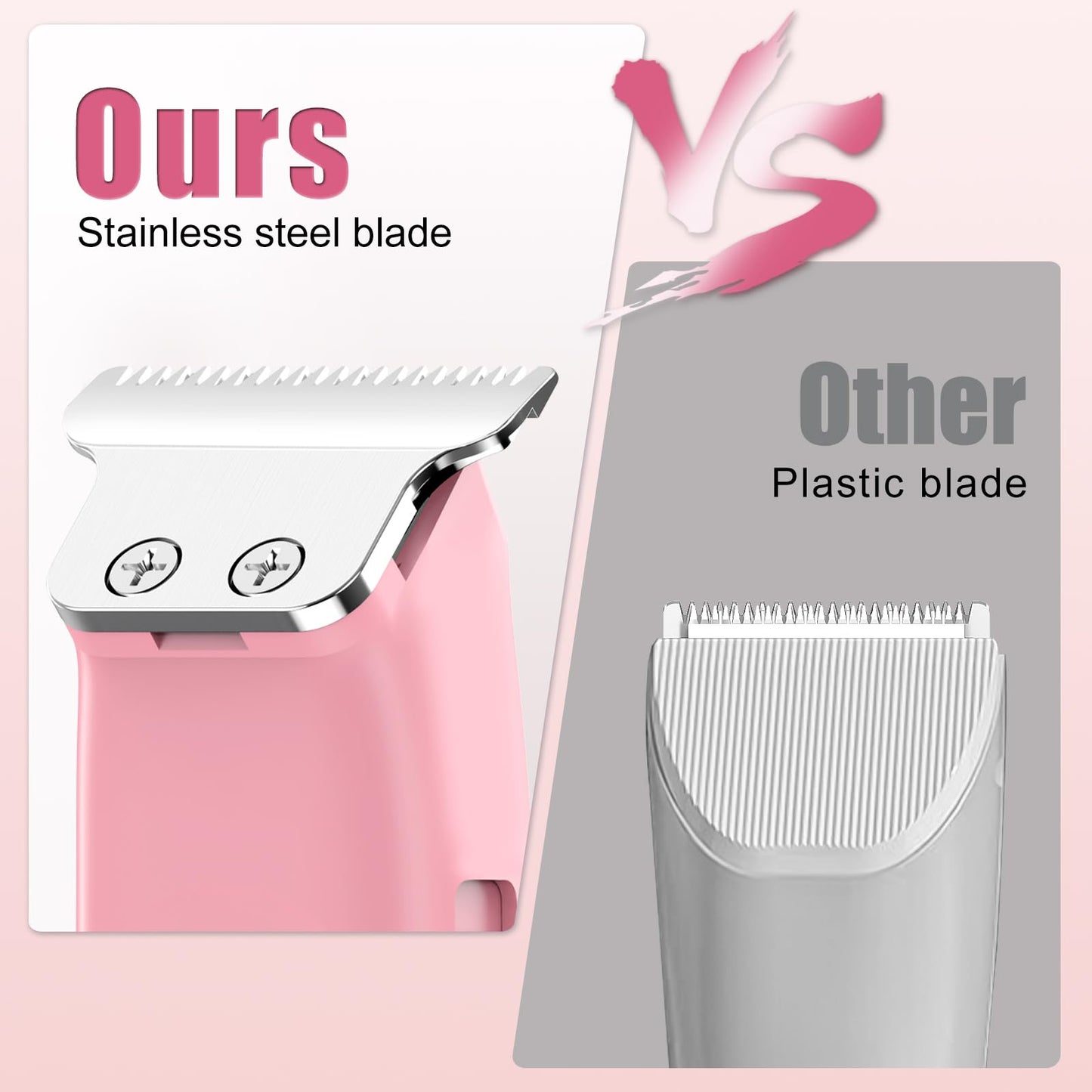 SweetLF Hair Trimmer, Mini Hair Clippers with 3 Guide Combs, USB Rechargeable Portable Hair Clippers for Men Women Baby Pet, Pink