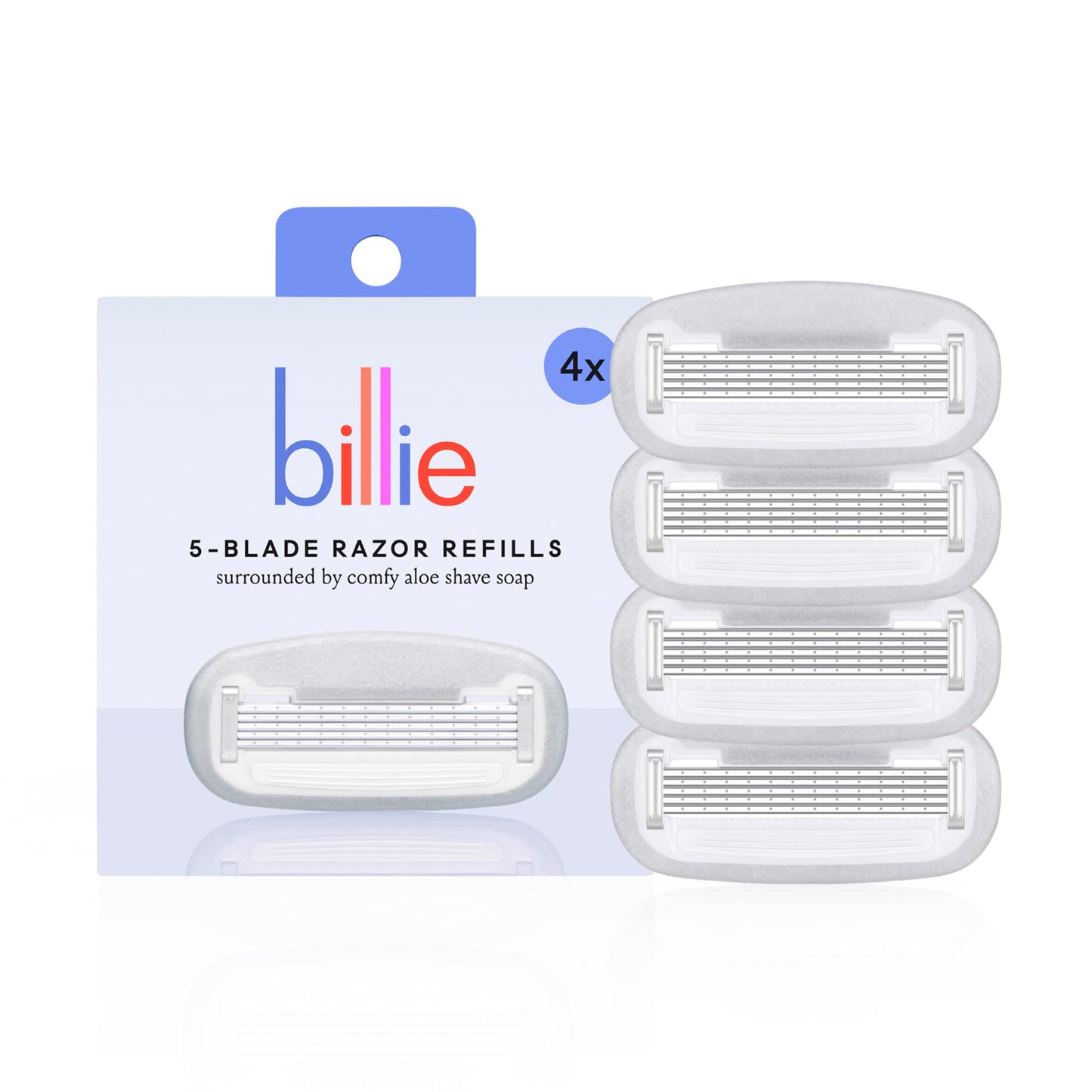 Billie Women’s Razor Refill Blades 5-Blade Cartridges - 4 count & - V Smooth - Shave Gel + Cleanser for Pubic Hair & Skin - pH-Balanced - Fragrance-Free - Gynecologist-Approved - 6.5 oz.