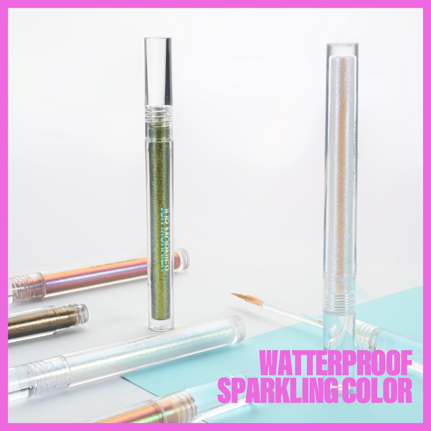 JUR MORNIER Multichrome Liquid Eyeshadow Set,3 Colors Multi-Dimensional Eye Liner Makeup,High Pigment Waterproof Metallic Eyeshadow,Ultre Fine Tip Glitter Eyeshadow (01 aurora+02 twilight+03 moonbow)