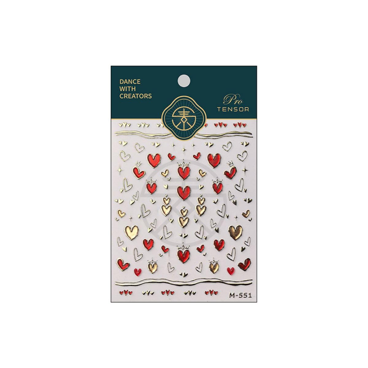 5D Embossed Spring Heart Nail Stickers - Red and Gold Self-Adhesive Love Decals for Valentine's Day - DIY Manicure Nail Art Supplies for Women and Girls