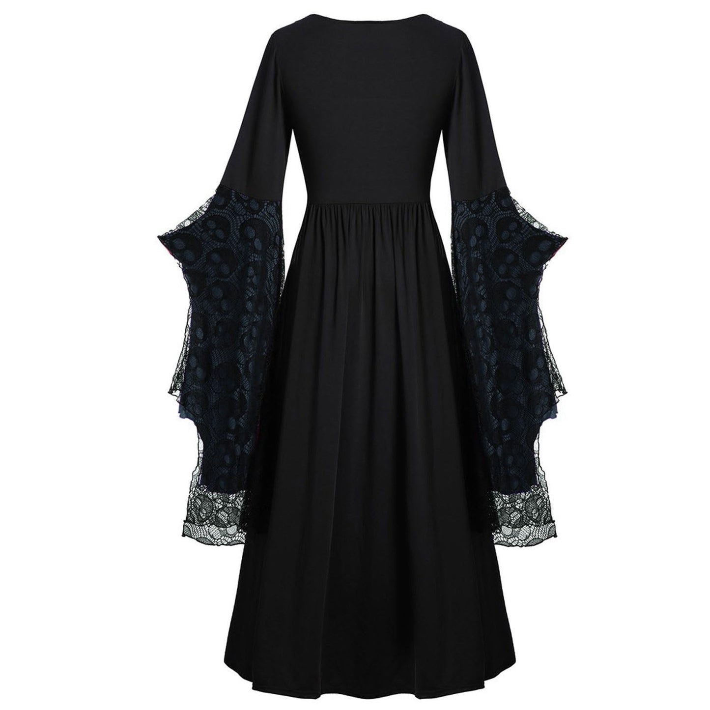 Rkwins Renaissance Dress for Women Gothic Vampire Dress Scary Print Maxi Dress Plus Size Witch Dress Medieval Corset Dress