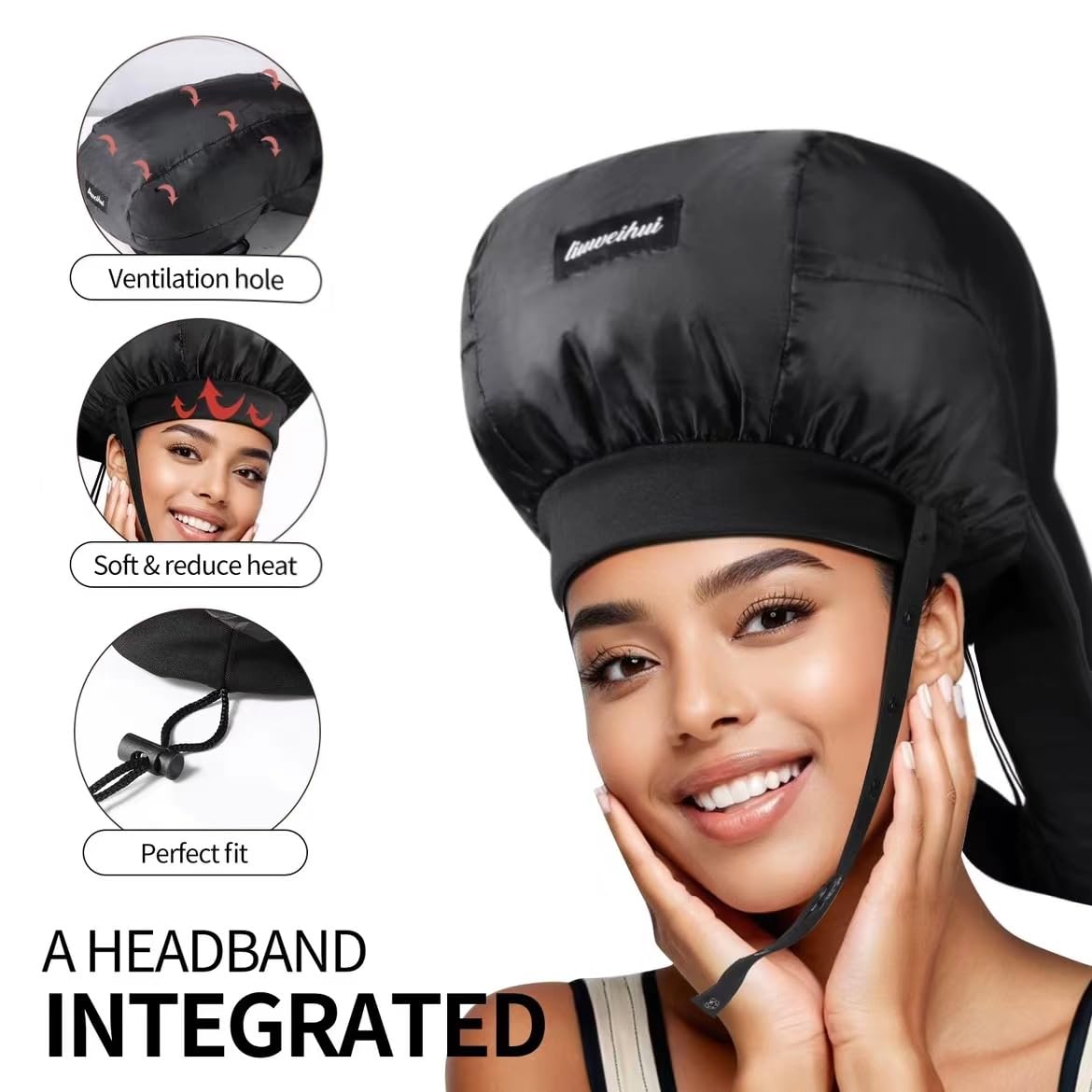 Adjustable Hair Drying Hoods, Diffuser Cap for Curly Hair, Drawstring Hair Dryer Bonnet, Double Tube Hair Dryer Cap, Attachment for Curly Hair, Bonnet Hair Dryers for Women