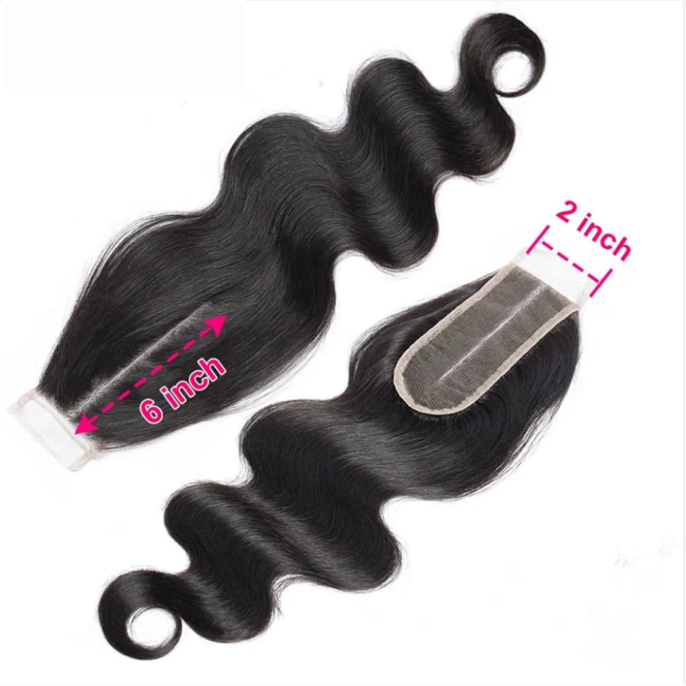 2x6 HD Lace Closure Body Wave Human Hair Lace Closure Kim K Closure Middle Part Closure HD Transparent Body Wave Lace Closure 8 inch