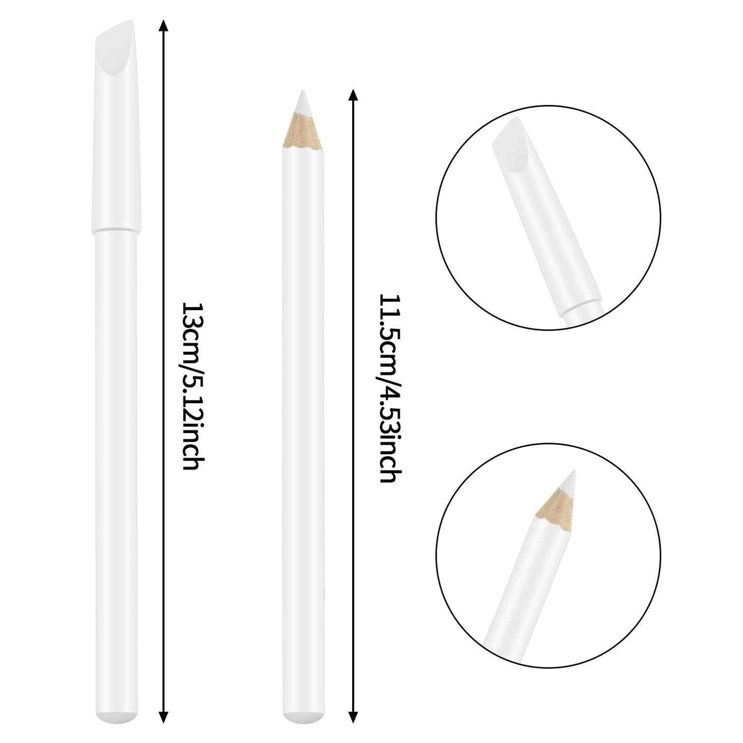 6 Pieces White Nail Pencils 2-In-1 Nail Whitening Pencils with Cuticle Pusher for French Manicure Supplies