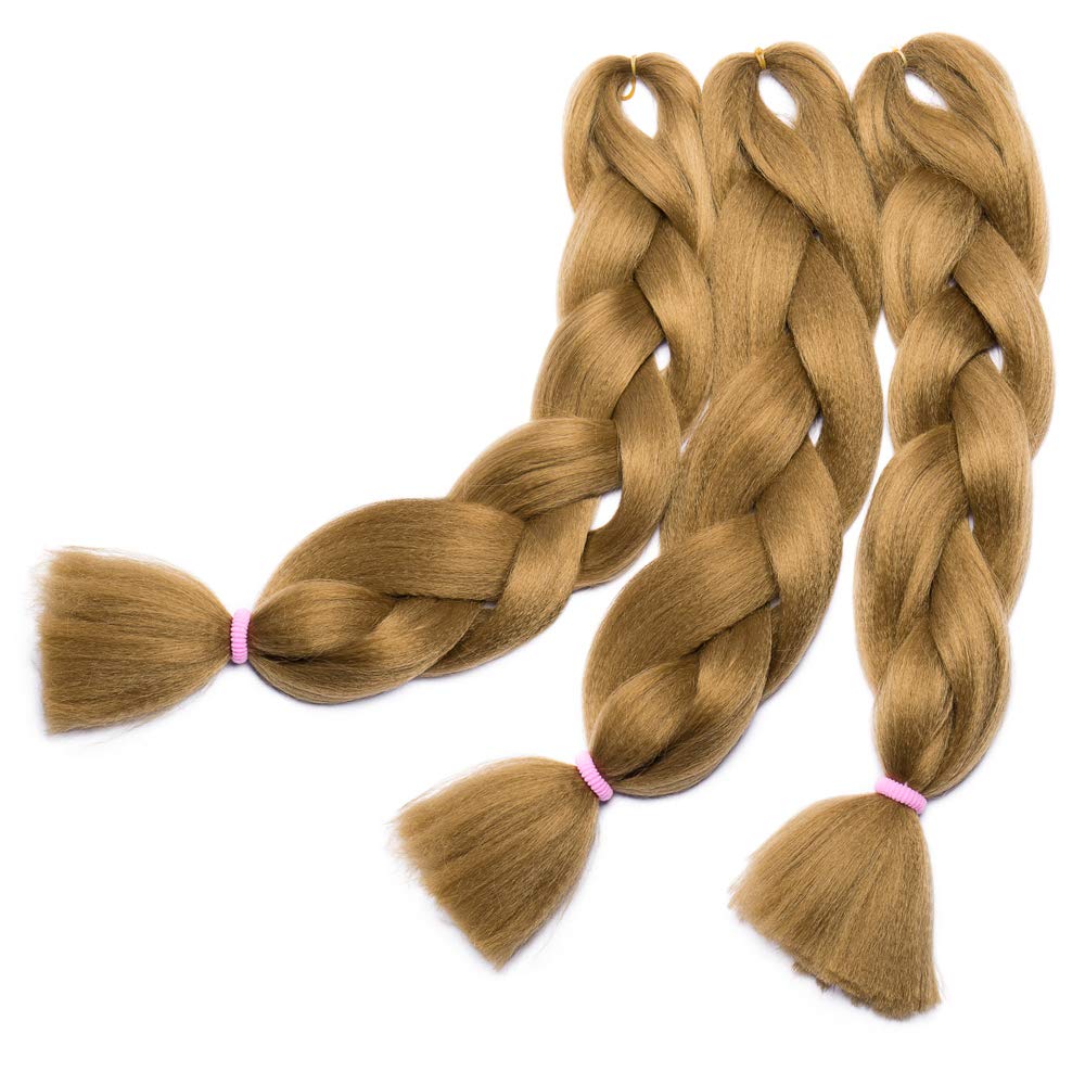 24 Inch Jumbo Braids Hair Extensions High Temperature Synthetic Hair African Rainbow Box Braiding Hair for Senegal Twist 100g/pack Dark Blonde