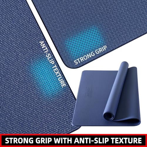 GymCope 10MM Thick Yoga Mat, 72" x 48" Large Workout Mat for Home Gym, Edge-Seamed Design, Superior Grip, Shock-Absorbing Cushion, Ultimate Comfort and Protection for Yoga, Fitness Training