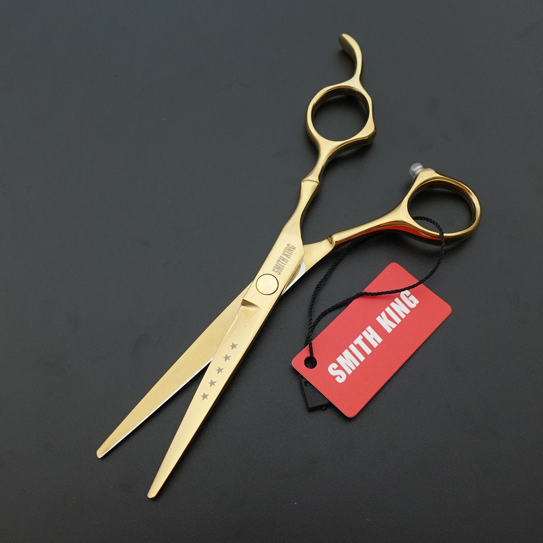 6.0 Inches Professional hair cutting thinning scissors set with razor (Gold)