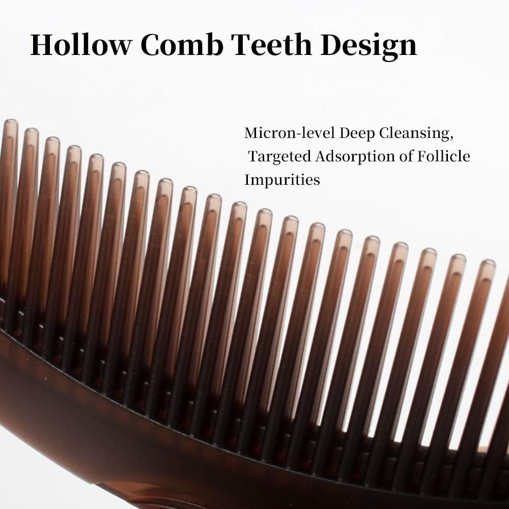 Dandruff Comb with Self-Cleaning Hollow Teeth & Massage Handle - Scalp Detox Comb for Flakes, Oil Removal - Dandruff Scalp Hair Brush for Women/Men/Kids