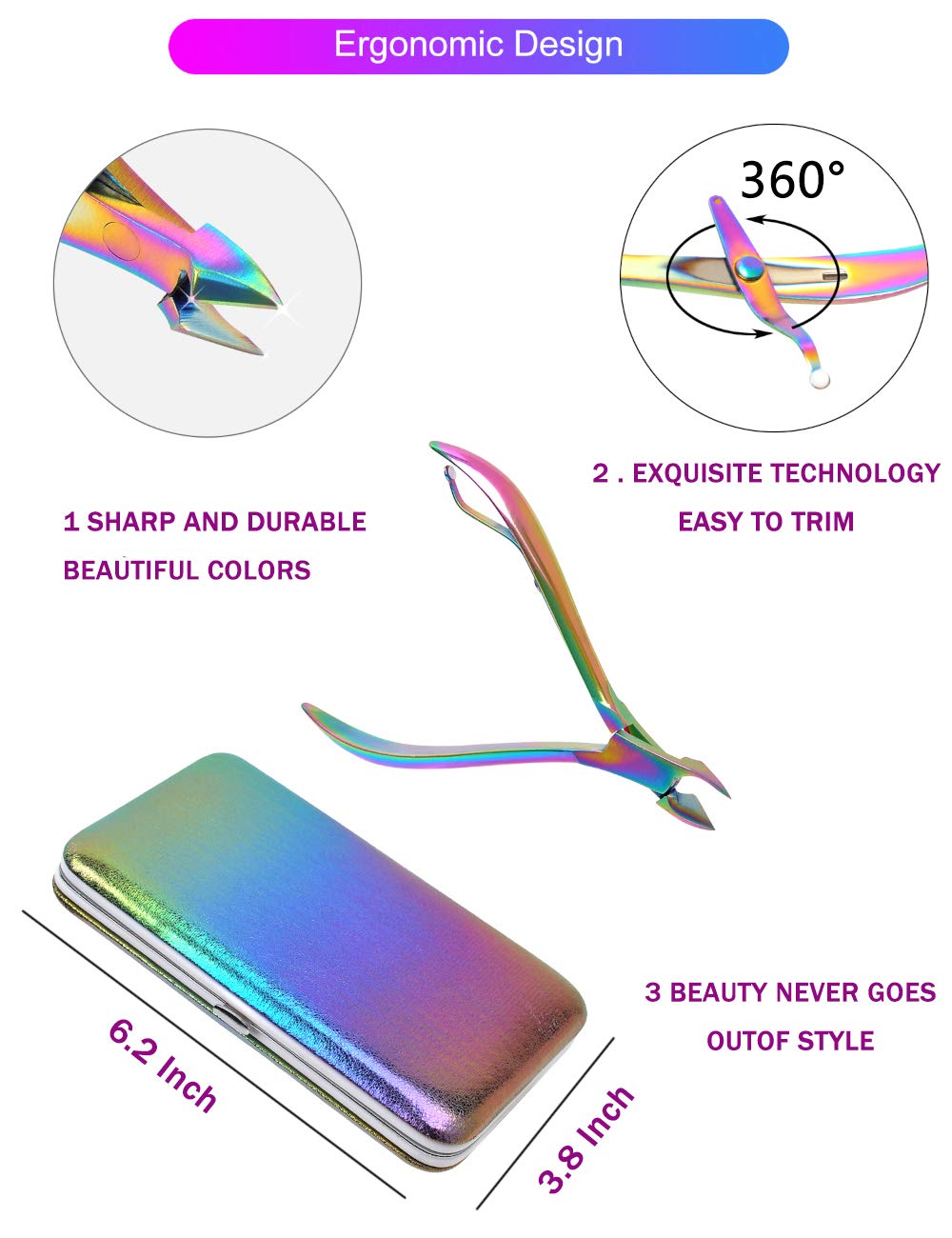 2024 Rainbow Manicure Kits 18 Pcs Nail Clippers for Women Gift SFYDOM Women's Rainbow Leather Manicure Set (18-RainbowManicure Kits)