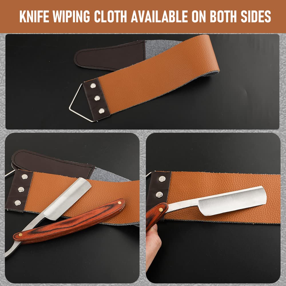 Straight Razor with Strope - Professional Straight Edge Barber Razor Premium Stainless Steel Shaver Razor with Shaving Strop for Men Home & Salon Grooming Using (NO.147)