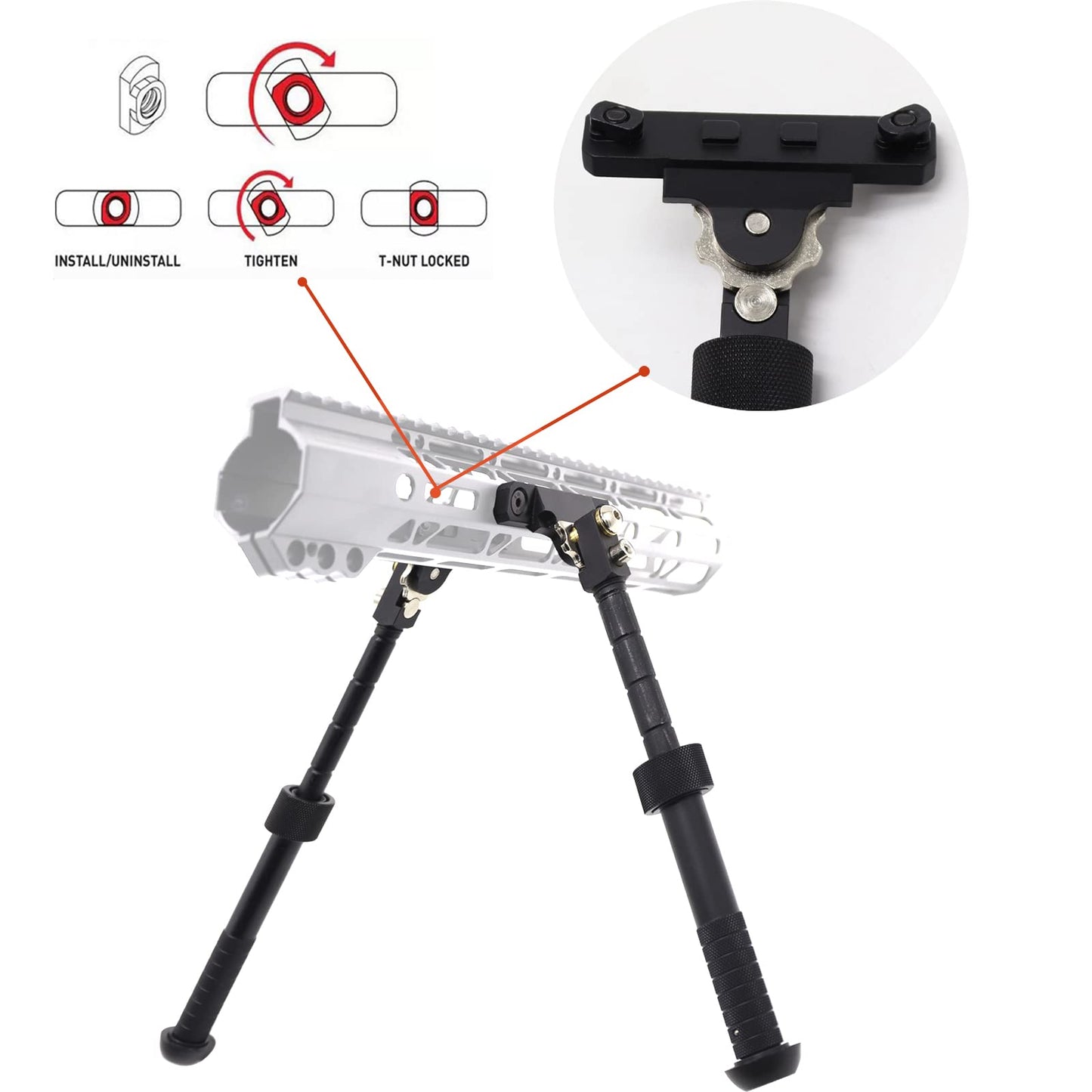 Adjustable Tactical Folding Bipod for M-Rail System 6.5 to 9 inches