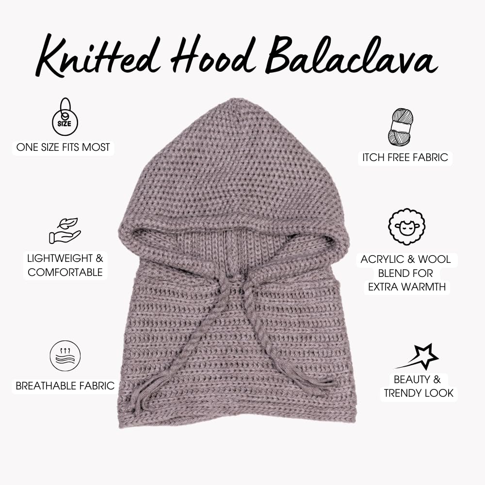 13Yellow Knitted balaclava for women Winter knit hooded scarf Wool womens hooded scarf hat