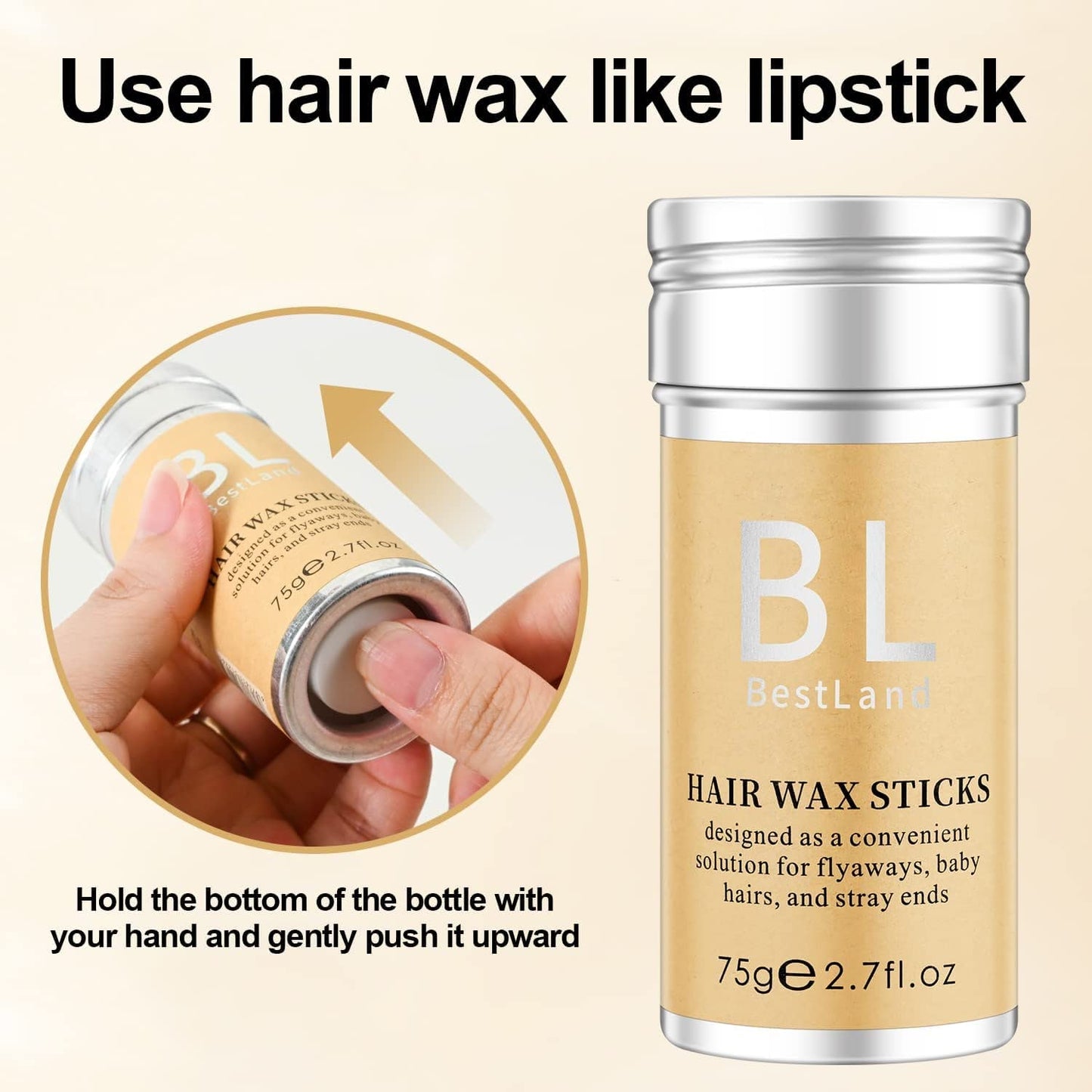 BestLand Hair Wax Stick – Non-Greasy, No-Residue Tamer for Flyaways, Frizz & Baby Hair, Styling Stick for Edges & Slick Back Looks, for Women, Men & Kids