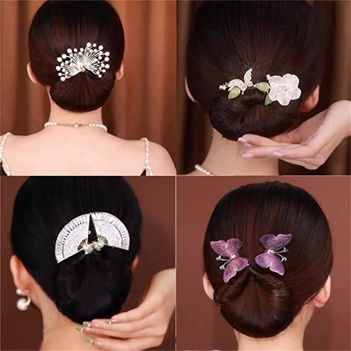 3PCS Ins Style Elegant Lazy Hair Curler, Crystal Hair Bun Maker, French Twist Hairstyle Bun Hair Accessories